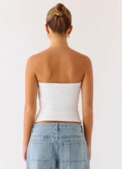 Adrienna Strapless Top - White