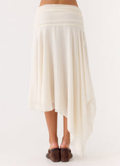 Abeda Asymmetrical Midi Skirt - Ivory