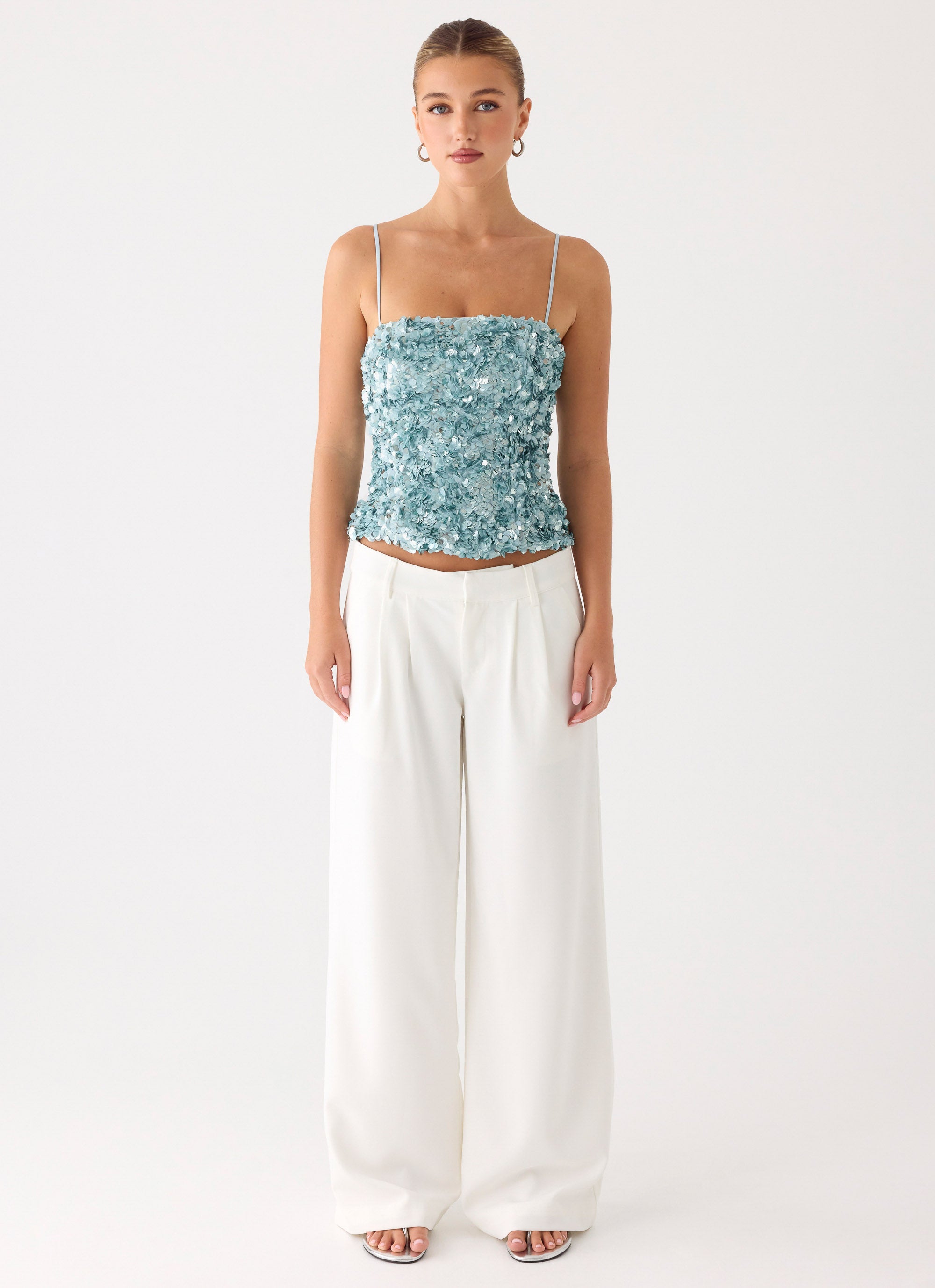 Alayna Sequin Top - Aqua