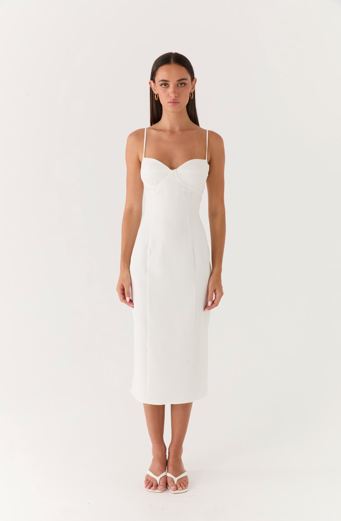 Asling Bustier Midi Dress - White